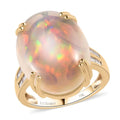 Doorbuster LUXORO 10K Yellow Gold AAA Ethiopian Welo Opal and G-H I3 Diamond Ring (Size 10.0) 3.40 Grams 10.65 ctw image number 0 Doorbuster LUXORO 10K Yellow Gold AAA Ethiopian Welo Opal a - Sticky add to cart bar