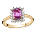 Doorbuster LUXORO 10K Rose Gold AAA Madagascar Pink Sapphire and Moissanite Halo Ring 2.15 Grams 1.40 ctw - Sticky add to cart bar