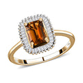 LUXORO 10K Yellow Gold Premium Natural Tanzanian Golden Tourmaline and Diamond Halo Ring 2.10 Grams 1.10 ctw - Sticky add to cart bar
