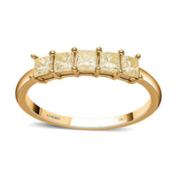 SGL Certified LUXORO 14K Yellow Gold Princess Cut Natural Yellow Diamond I2-I3 Ring 2 Grams 1.00 ctw