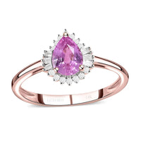 Doorbuster LUXORO 14K Rose Gold AAA Madagascar Pink Sapphire, Diamond (G-H, I3) Ring (Size 7.0) (2.70 g) 0.80 ctw