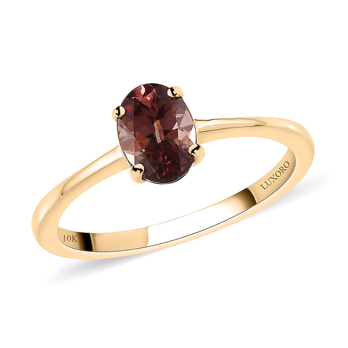 LUXORO 10K Yellow Gold Premium Natural Merelani Color Change Garnet Solitaire Ring 1.00 ctw