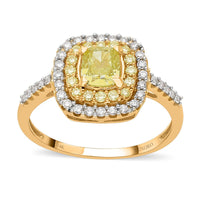 Doorbuster SGL Certified LUXORO 14K Yellow Gold Natural Yellow and White Diamond (I1) Ring (Size 8.0) (3.25 g) 1.50 ctw