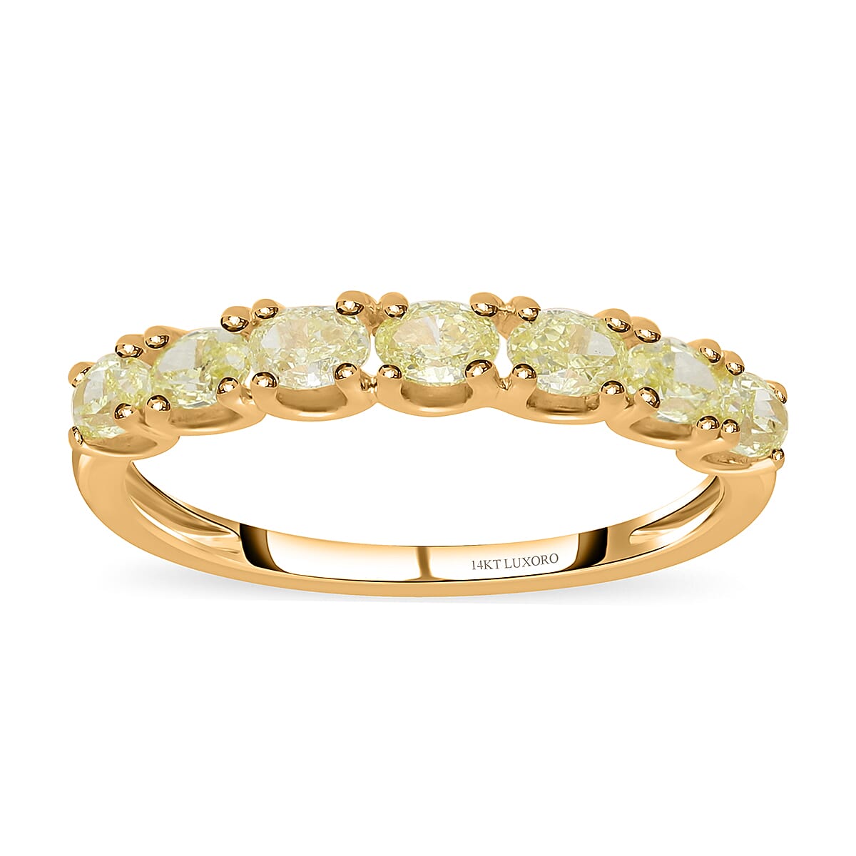 SGL Certified LUXORO 14K Yellow Gold Natural Yellow Diamond SI-I1 Half Eternity Band Ring 2 Grams 1.00 ctw