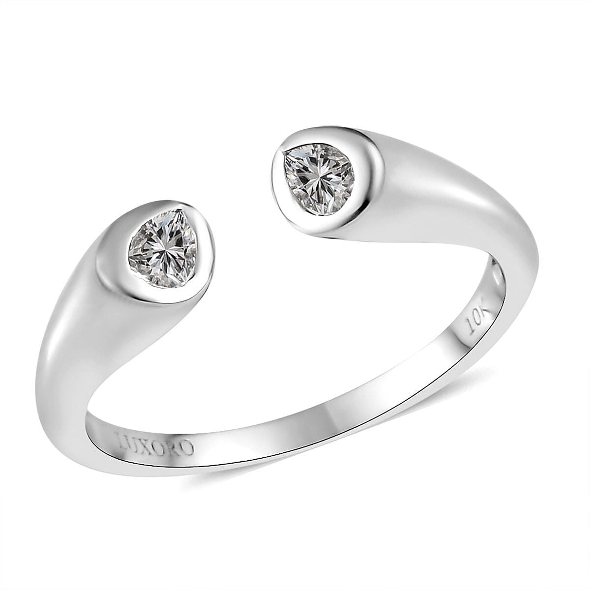 LUXORO 10K White Gold Moissanite Open Band Ring (Size 5.0) 0.30 ctw