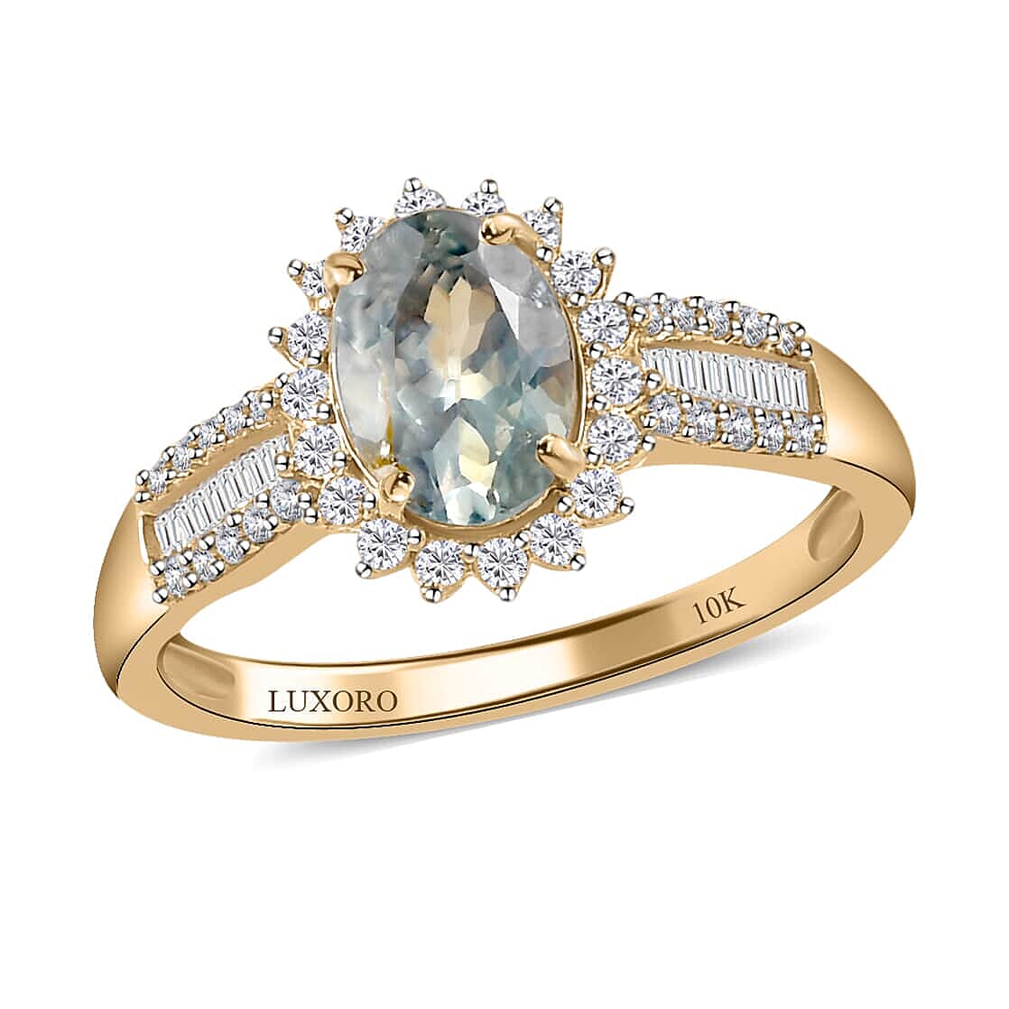TLV LUXORO 10K Yellow Gold AAA Narsipatnam Alexandrite, Diamond (0.35 cts) Ring (Size 6.0) (2.30 g) 1.50 ctw