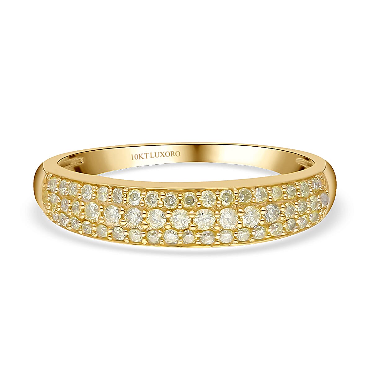 LUXORO 10K Yellow Gold I1-I2 Natural Yellow Diamond 3 Row Band Ring (Size 10.0) 0.50 ctw