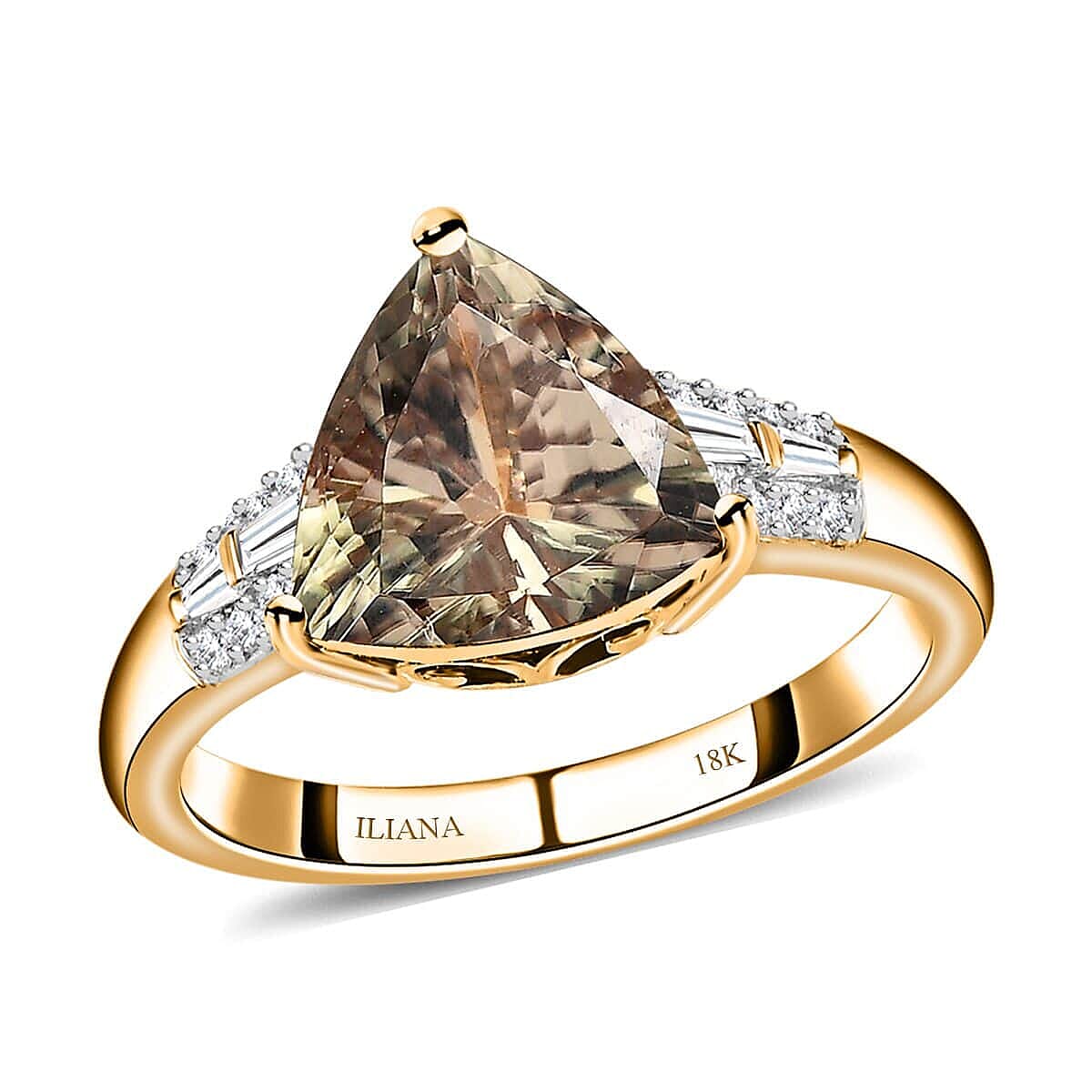 ILIANA 18K Yellow Gold AAA Turkizite, Diamond (G-H, SI) (0.15 cts) Ring (Size 10.0) (4 g) 3.15 ctw