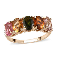 LUXORO 10K Yellow Gold Premium Multi-Tourmaline and Diamond Accent Ring (Size 10.0) 2.30 ctw