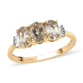 Doorbuster LUXORO 10K Yellow Gold AAA Turkizite and G-H I3 Diamond Trilogy Ring (Size 7.0) 1.50 ctw - Sticky add to cart bar