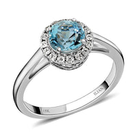 Doorbuster Certified & Appraised ILIANA 18K White Gold AAA Santa Maria Aquamarine and G-H SI Diamond Halo Ring 2.90 Grams 1.00 ctw