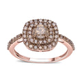 LUXORO SGL Certified 10K Rose Gold Natural Champagne Diamond Double Halo Ring 1.00 ctw - Sticky add to cart bar