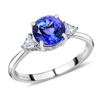 Certified  RHAPSODY 950 Platinum AAAA Tanzanite and E-F VS Diamond Ring (Size 6.0) 3.84 Grams 2.10 ctw