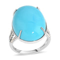 Doorbuster LUXORO 14K White Gold AAA American Natural Sleeping Beauty Turquoise and G-H I2 Diamond Split Shank Ring 3.55 Grams 14.30 ctw - Sticky add to cart bar