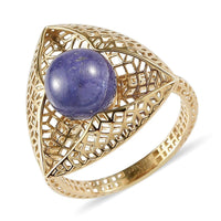 MIRAGE COLLECTION 10K Yellow Gold Premium AA Tanzanite Beads Ring (Size 10.0) 3.35 ctw