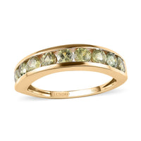 LUXORO 10K Yellow Gold Premium Natural Ambanja Demantoid Garnet Half Eternity Band Ring (2 g) 1.16 ctw