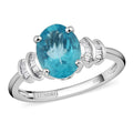 LUXORO 10K White Gold AAA Madagascar Paraiba Apatite and Diamond Ring 2 Grams 1.65 ctw - Sticky add to cart bar