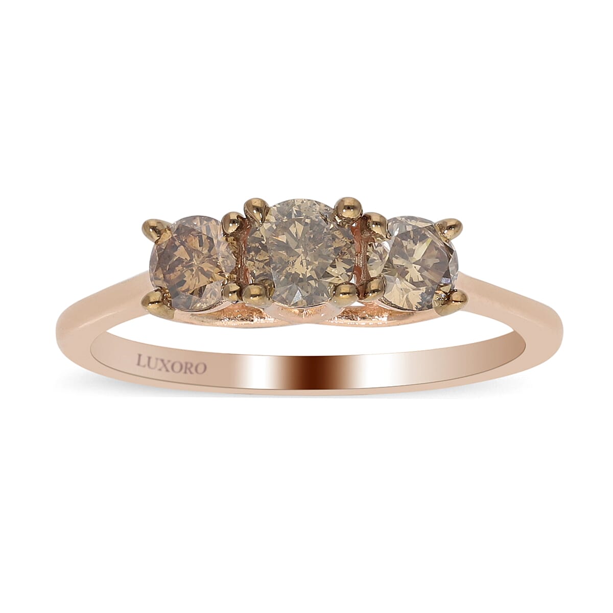LUXORO 10K Rose Gold Natural Champagne Diamond Ring (Size 10.0) (2.25 g) 1.00 ctw