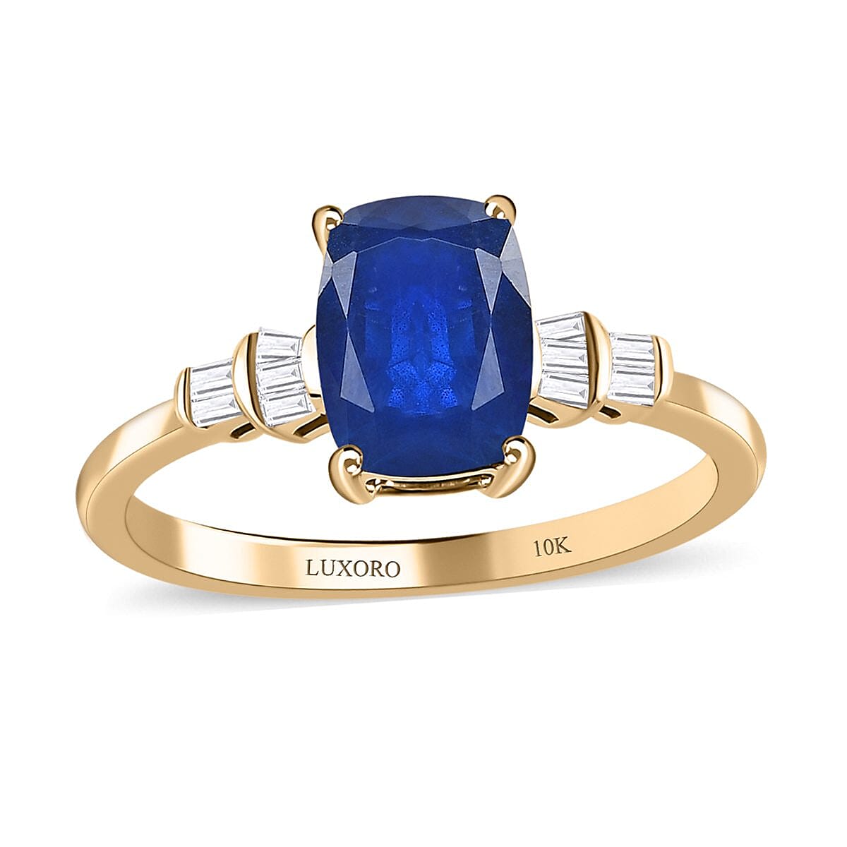 LUXORO 10K Yellow Gold Premium Tanzanian Blue Spinel, Diamond (G-H, I3) Ring (Size 10.0) (2.15 g) 1.75 ctw