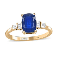 LUXORO 10K Yellow Gold Premium Tanzanian Blue Spinel, Diamond (G-H, I3) Ring (Size 10.0) (2.15 g) 1.75 ctw