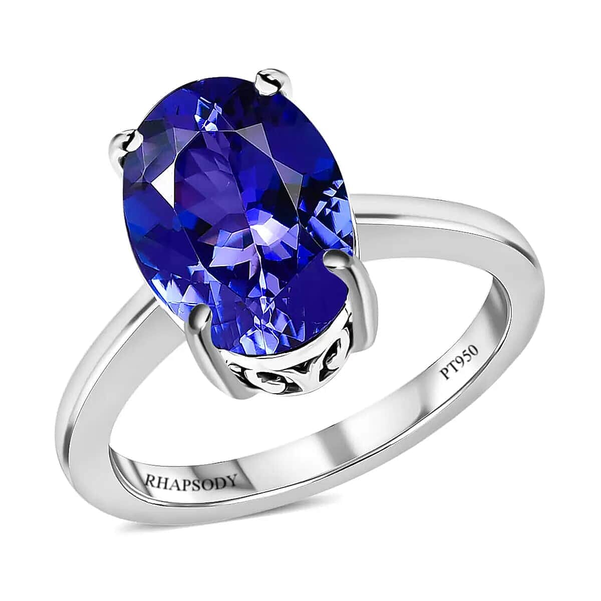 Rhapsody AAAA Tanzanite Ring | 950 Platinum Ring | Tanzanite Solitaire Ring | 950 Platinum Solitaire Ring | Engagement Rings For Women|Promise Ring 5.00 ctw