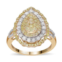 LUXORO 10K Yellow Gold I2-I3 Natural Yellow and White Diamond Ring (Size 10.0) 3.75 Grams (Delivered in 5-7 Business Days) 1.00 ctw