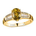 LUXORO 14K Yellow Gold AAA Natural Canary Tourmaline, Natural Yellow and White Diamond Ring (Size 6.0) 3.25 Grams 1.50 ctw - Sticky add to cart bar