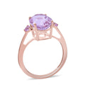 LUXORO 10K Rose Gold Premium Martha Rocha Kunzite and Madagascar Pink Sapphire 3 Stone Ring 4.90 ctw - Sticky add to cart bar