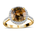 LUXORO 14K Yellow Gold Premium Natural Golden Tanzanite and G-H I3 Diamond Halo Ring 3.25 Grams 3.40 ctw - Sticky add to cart bar