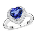 Doorbuster RHAPSODY 950 Platinum AAAA Tanzanite and E-F VS2 Diamond Heart Shape Halo Ring 5.70 Grams 2.15 ctw - Sticky add to cart bar