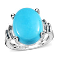 LUXORO 10K White Gold Premium American Natural Sleeping Beauty Turquoise and Blue Diamond Ring 3.70 Grams 7.65 ctw - Sticky add to cart bar