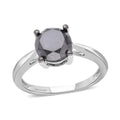 LUXORO 10K White Gold Black Diamond Solitaire Ring 2.70 Grams 3.00 ctw - Sticky add to cart bar