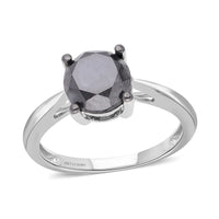 LUXORO 10K White Gold Black Diamond Solitaire Ring 2.70 Grams 3.00 ctw