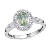Luxoro 14K White Gold AAA Narsipatnam Alexandrite, Diamond (G-H, I3) Halo Ring (Size 7.0) 1.00 ctw