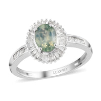 Luxoro 14K White Gold AAA Narsipatnam Alexandrite, Diamond (I3-G-H)(0.33 cts) Halo Ring (Size 9.0) 1.25 ctw