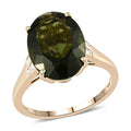 LUXORO 10K Yellow Gold AAA Bohemian Moldavite and Diamond Ring 2.35 Grams 5.00 ctw - Sticky add to cart bar