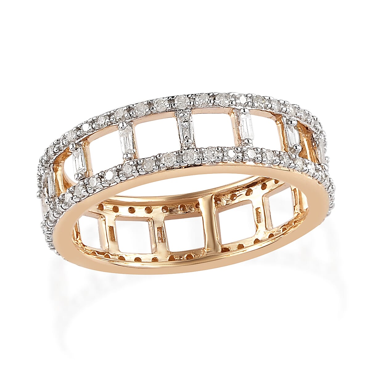 Luxoro 10K Yellow Gold G-H I3 Diamond Band Ring 0.60 ctw