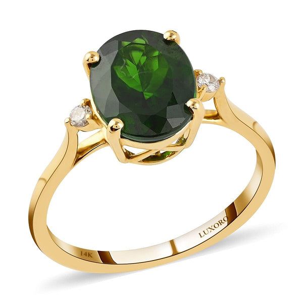 Certified & Appraised LUXORO 14K Yellow Gold AAA Natural Chrome Diopside, Diamond (G-H, I1) Ring (Size 10.0) (2.45 g) 2.75 ctw - Product card gallery slide 1 (10176855343417)