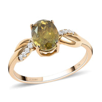 LUXORO 10K Yellow Gold AAA Sava Sphene and G-H I2 Diamond Ring 1.65 ctw