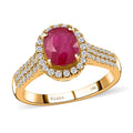 Certified and Appraised ILIANA 18K Yellow Gold AAA Mozambique Ruby, Diamond (G-H, SI) (0.36 cts) Halo Ring (Size 9.0) (4.50 g) 2.05 ctw - Sticky add to cart bar