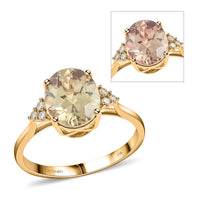 Certified Luxoro 14K Yellow Gold AAA Turkizite and G-H I2 Diamond Ring 3.00 ctw