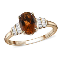 LUXORO 10K Yellow Gold AAA Golden Tourmaline and Diamond Ring (Size 10.0) 1.30 ctw