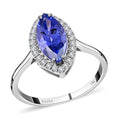 Doorbuster Certified & Appraised ILIANA 18K White Gold AAA Tanzanite and G-H SI Diamond Halo Ring 3.35 Grams 2.20 ctw - Sticky add to cart bar