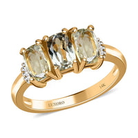 LUXORO 14K Yellow Gold AAA Turkizite and Diamond G-H I3 Trilogy Ring (Size 10.0) 2.65 Grams 1.77 ctw