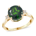 Certified and Appraised 10K Yellow Gold AAA Natural Chrome Diopside and G-H I1-I2 Diamond Solitaire Ring 2.10 Grams 3.10 ctw - Sticky add to cart bar