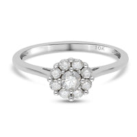 SGL Certified Luxoro 10K White Gold Natural Diamond (G-H, I3) Flower Cluster Ring (Size 10.0) 0.50 ctw