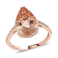 Doorbuster LUXORO 14K Rose Gold AAA Marropino Morganite and G-H I2 Diamond Ring 3.65 Grams 4.70 ctw - Sticky add to cart bar