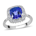 Doorbuster RHAPSODY 950 Platinum AAAA Tanzanite and E-F VS2 Diamond Ring 4.40 Grams 3.00 ctw - Sticky add to cart bar