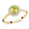 LUXORO 14K Yellow Gold AAA Sava Sphene and G-H I2 Diamond Halo Ring 2.40 Grams 1.30 ctw - Sticky add to cart bar