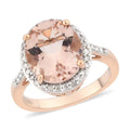 LUXORO 10K Rose Gold AAA Marropino Morganite and G-H I3 Diamond Halo Ring (Size 10.0) 3.60 Grams 4.15 ctw - Sticky add to cart bar